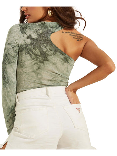 GUESS Womens Green Glitter Acid Wash Bodysuit XS