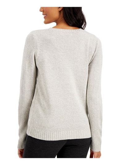 KAREN SCOTT Womens Gray Long Sleeve Holiday T-Shirt XL
