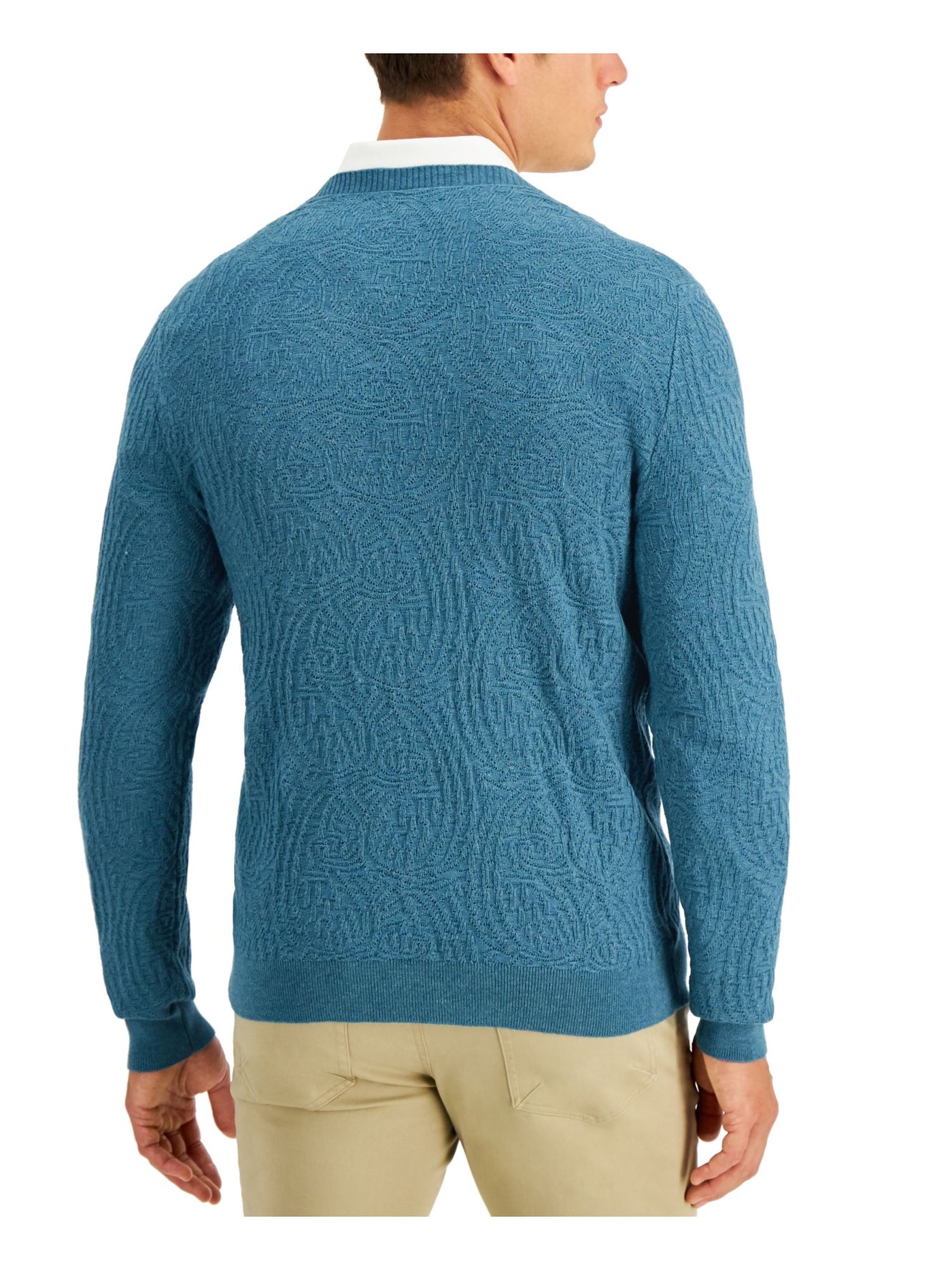 TASSO ELBA Mens Teal Crew Neck Pullover Sweater L
