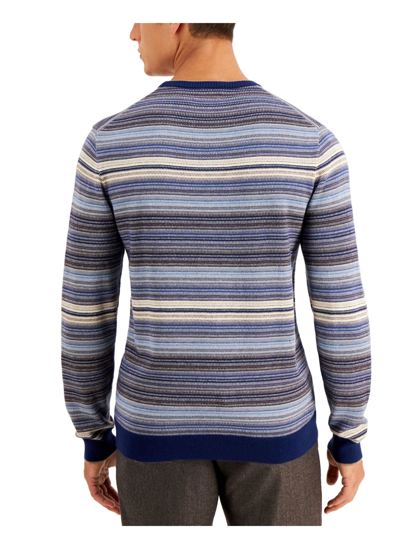 TASSO ELBA Mens Blue Striped Pullover Sweater S