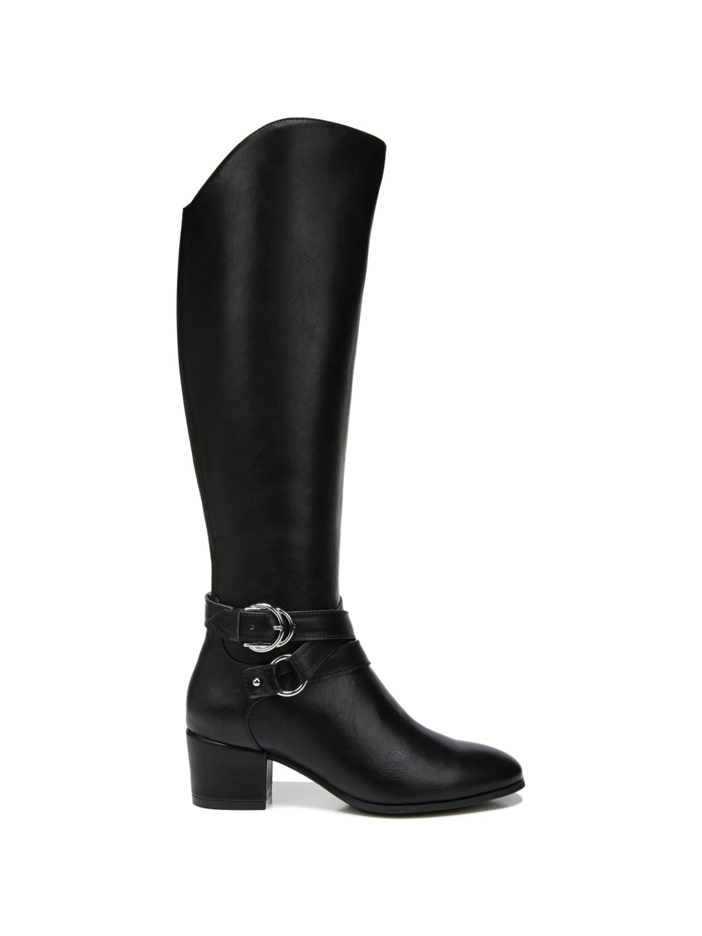 LIFE STRIDE VELOCITY Womens Black Buckle Accent Cushioned Slip Resistant Almond Toe Block Heel Zip-Up Heeled Boots 6.5
