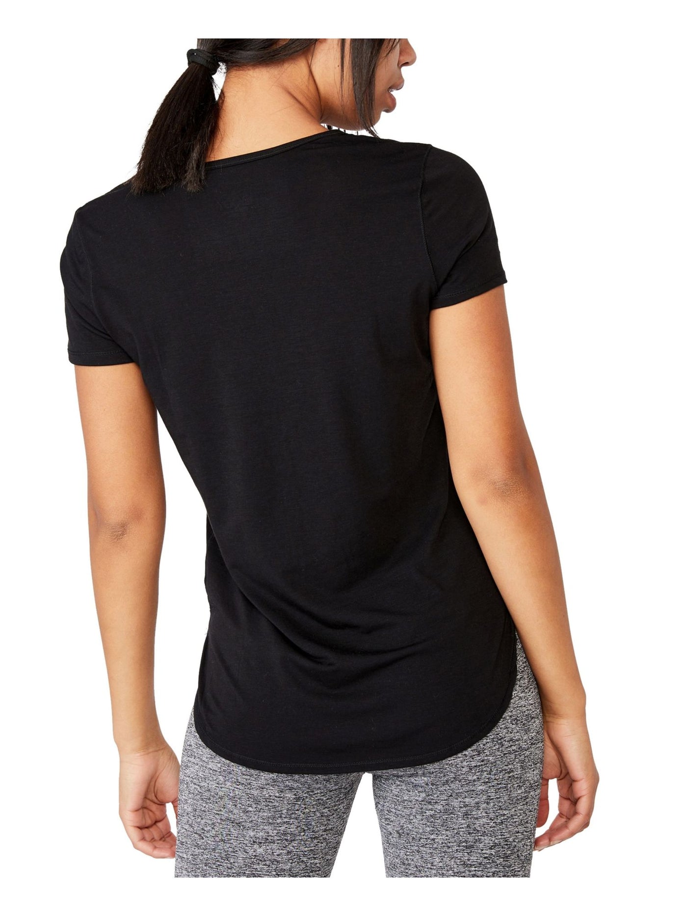 BODY Womens Black Short Sleeve Scoop Neck T-Shirt S