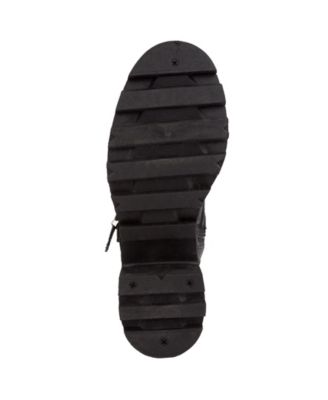 SUGAR Womens Black Crocodile Embossed 1" Platform Back Pull Tab Triple Buckle Accent Comfort Lug Sole Filo Round Toe Block Heel Zip-Up Combat Boots M