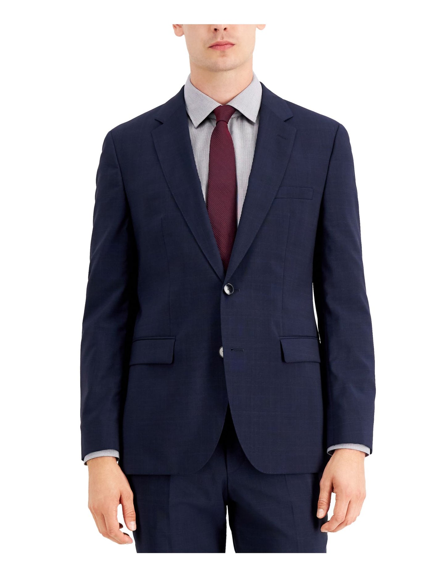 HUGO BOSS Mens Navy Single Breasted, Classic Fit Wool Blend Suit Separate Blazer Jacket 46R