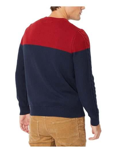 NAUTICA Mens Navy Color Block Crew Neck Pullover Sweater S