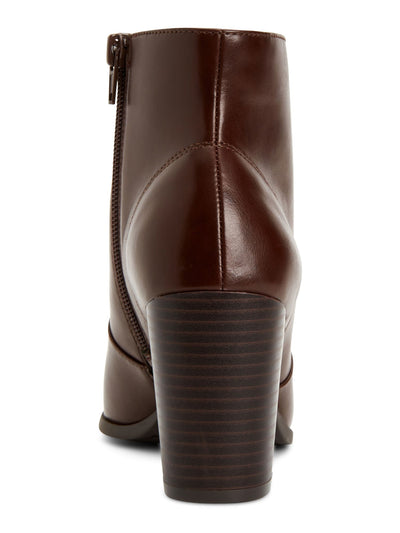 STYLE & COMPANY Womens Brown Snake Print Slip Resistant Comfort Parinaa Round Toe Block Heel Zip-Up Dress Booties 7 M