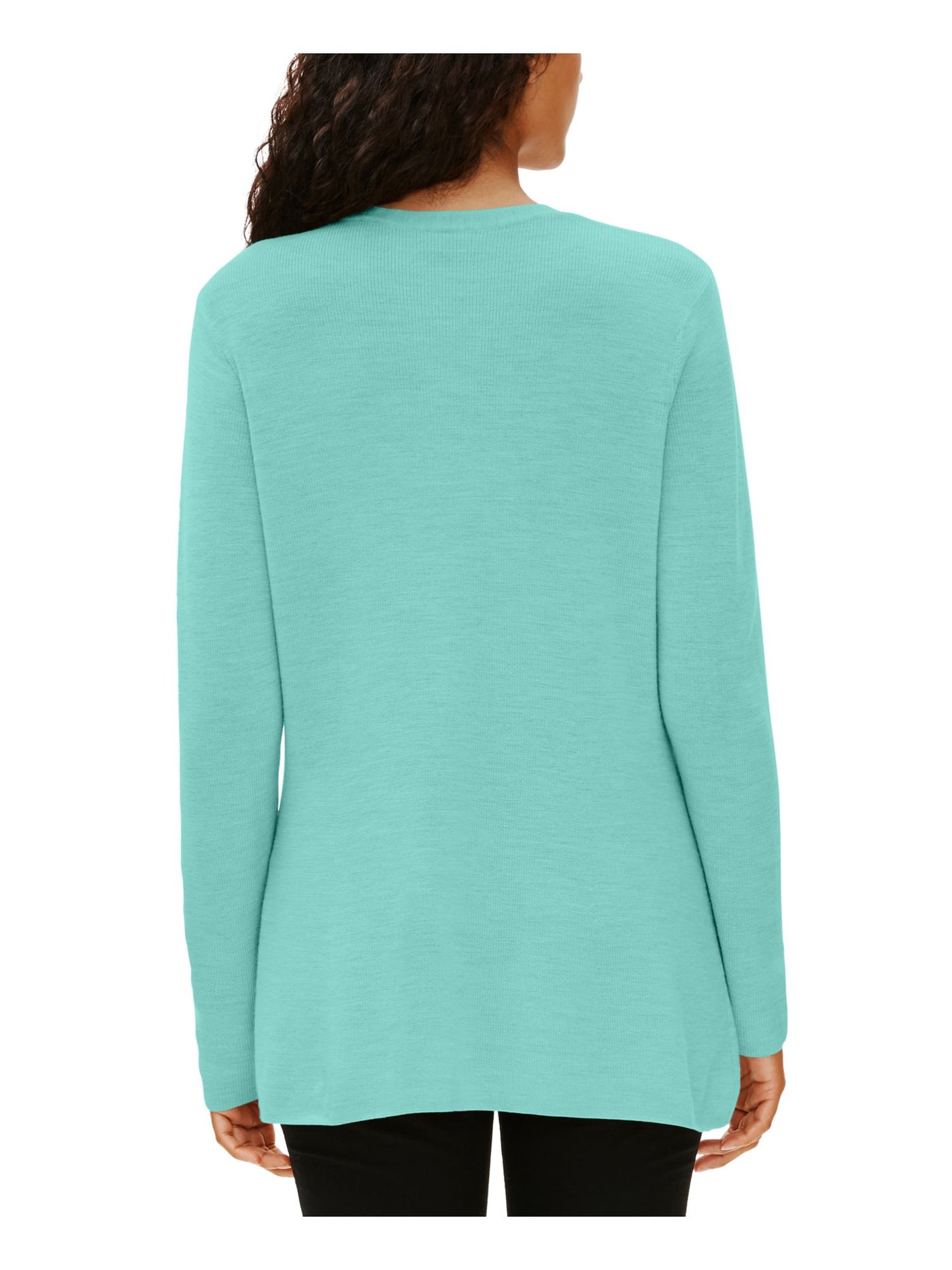 EILEEN FISHER Womens Green Long Sleeve V Neck Sweater Petites S\P