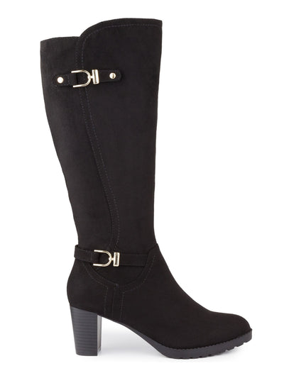 KAREN SCOTT Womens Black Cushioned Almond Toe Block Heel Zip-Up Heeled Boots 6.5