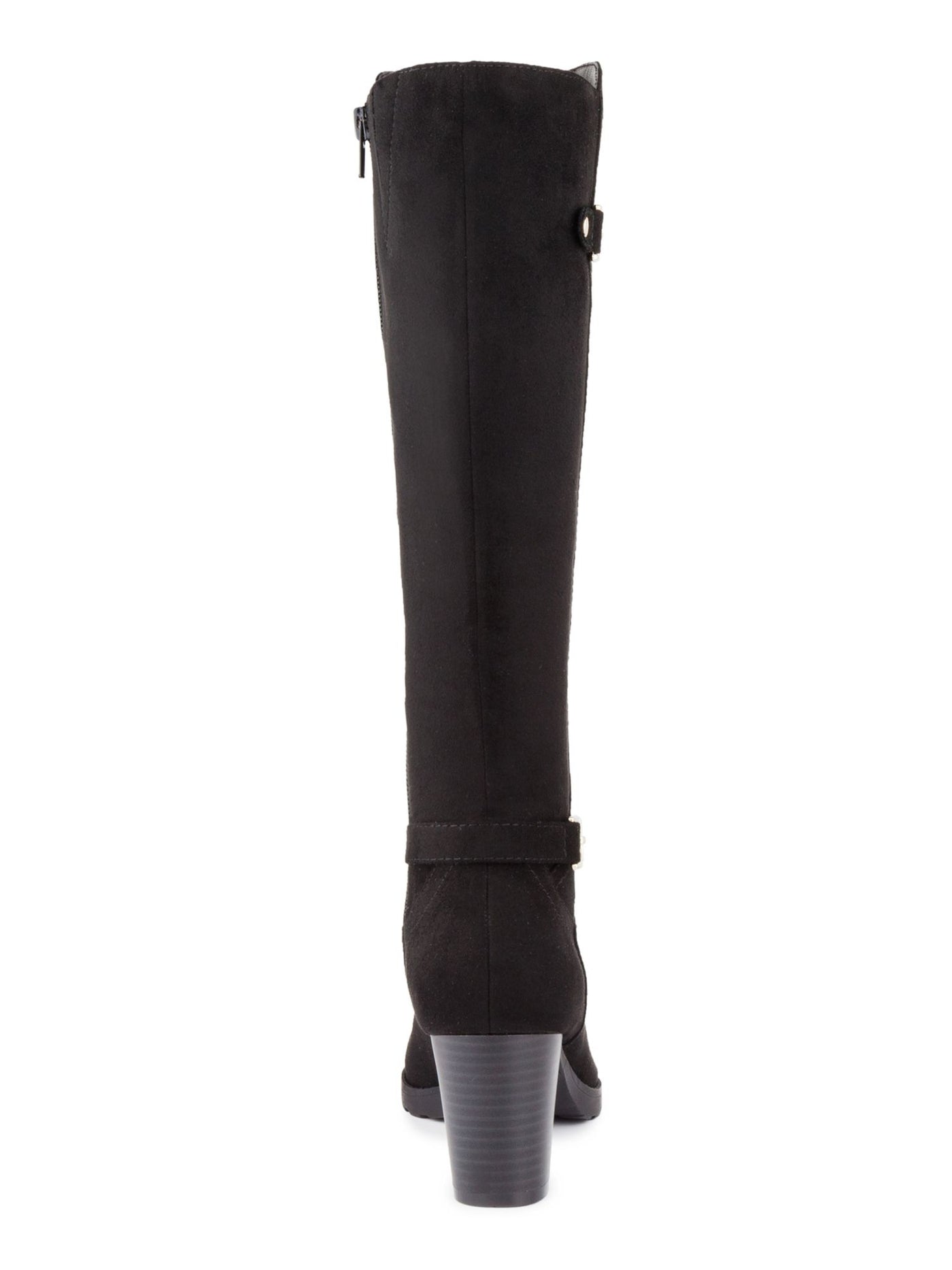 KAREN SCOTT Womens Black Buckle Hardware Almond Toe Block Heel Zip-Up Dress Boots 7.5