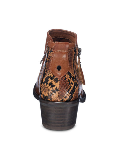 G.C. Shoes Womens Brown Snake Print Cushioned Lamar Almond Toe Block Heel Zip-Up Dress Booties 7.5