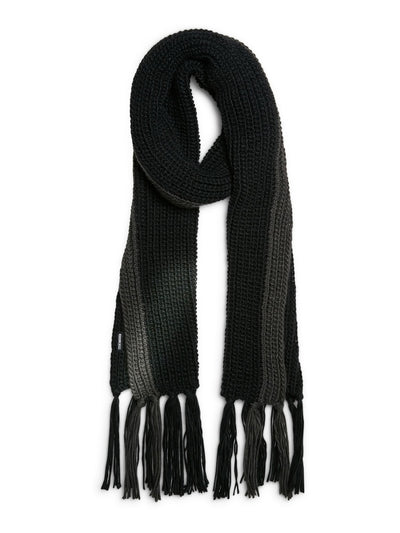 STEVE MADDEN Mens Black Acrylic Color Blocked Knitted Winter Scarf