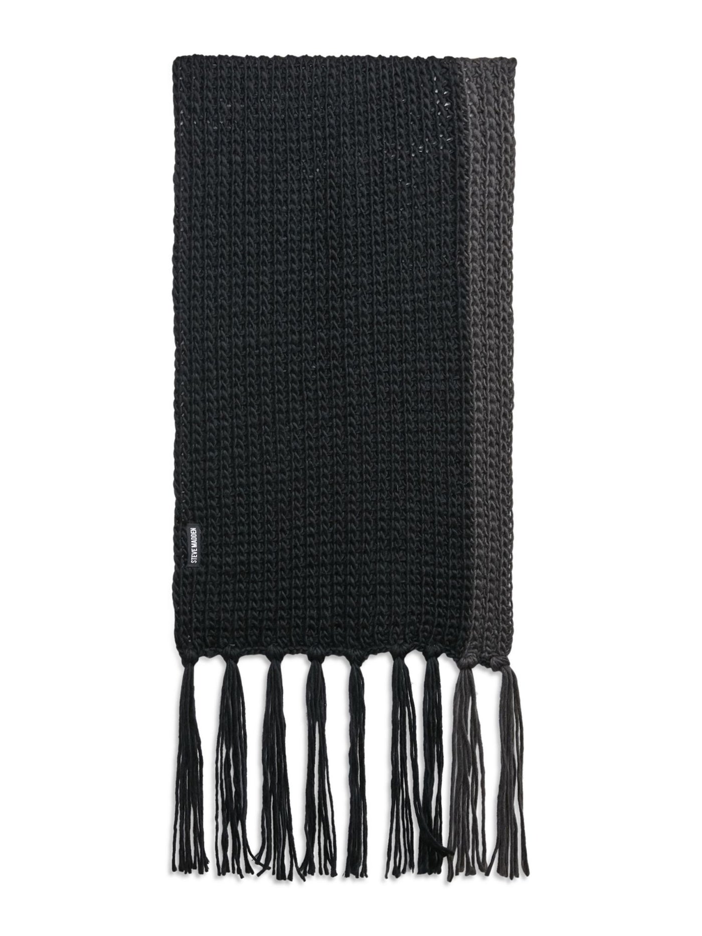 STEVE MADDEN Mens Black Acrylic Color Blocked Knitted Winter Scarf