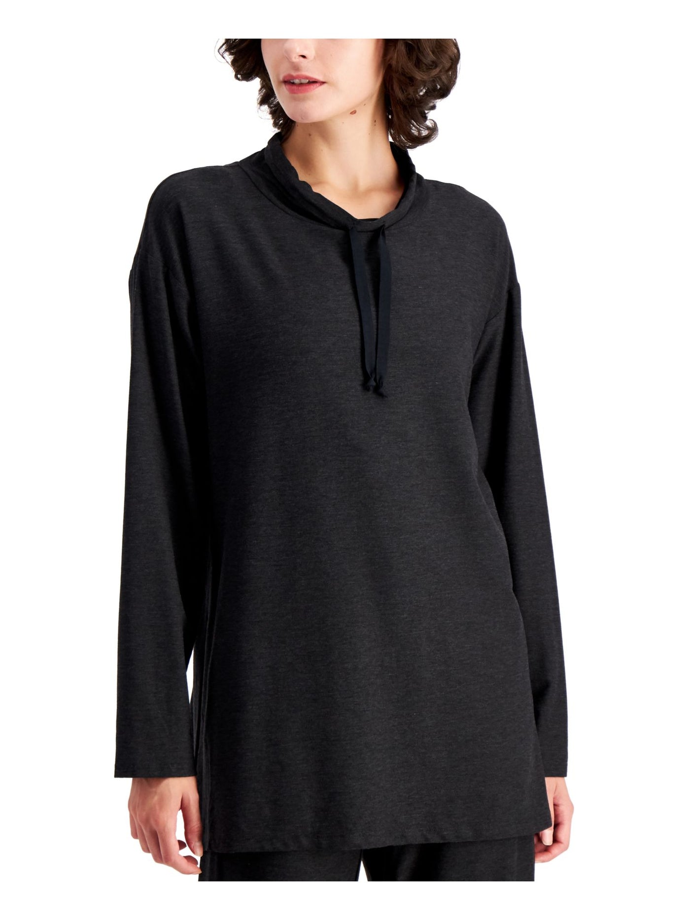 EILEEN FISHER Womens Gray Stretch Heather Long Sleeve Round Neck Tunic Top S