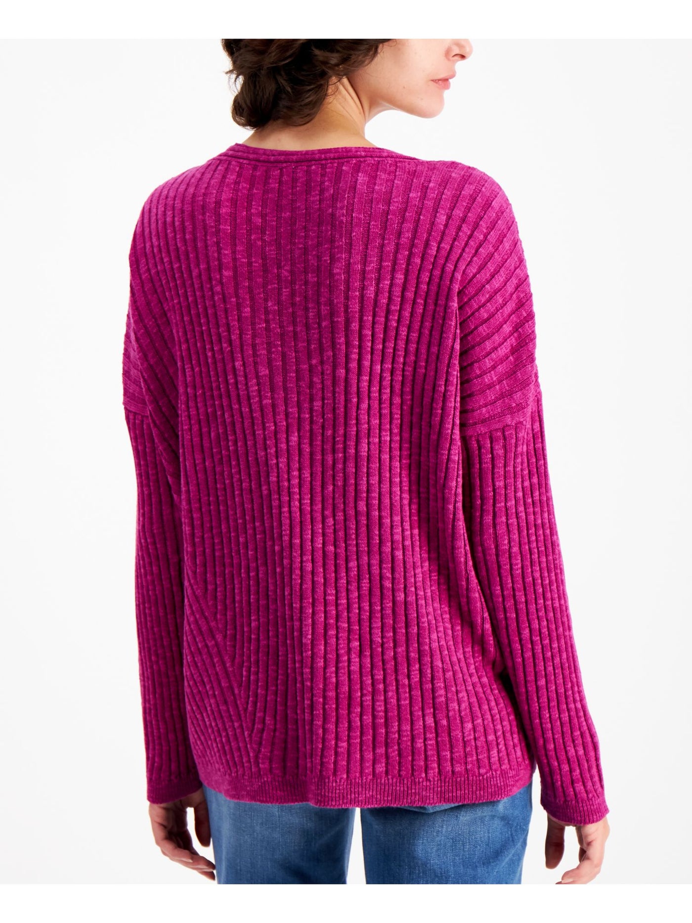 EILEEN FISHER Womens Purple Long Sleeve V Neck Sweater XS