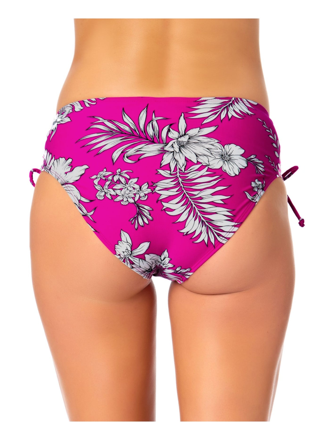 CALIFORNIA WAVES Women's Multi Color Floral Stretch Tie Details Lined Moderate Coverage Side Tie Swimsuit Bottom XS