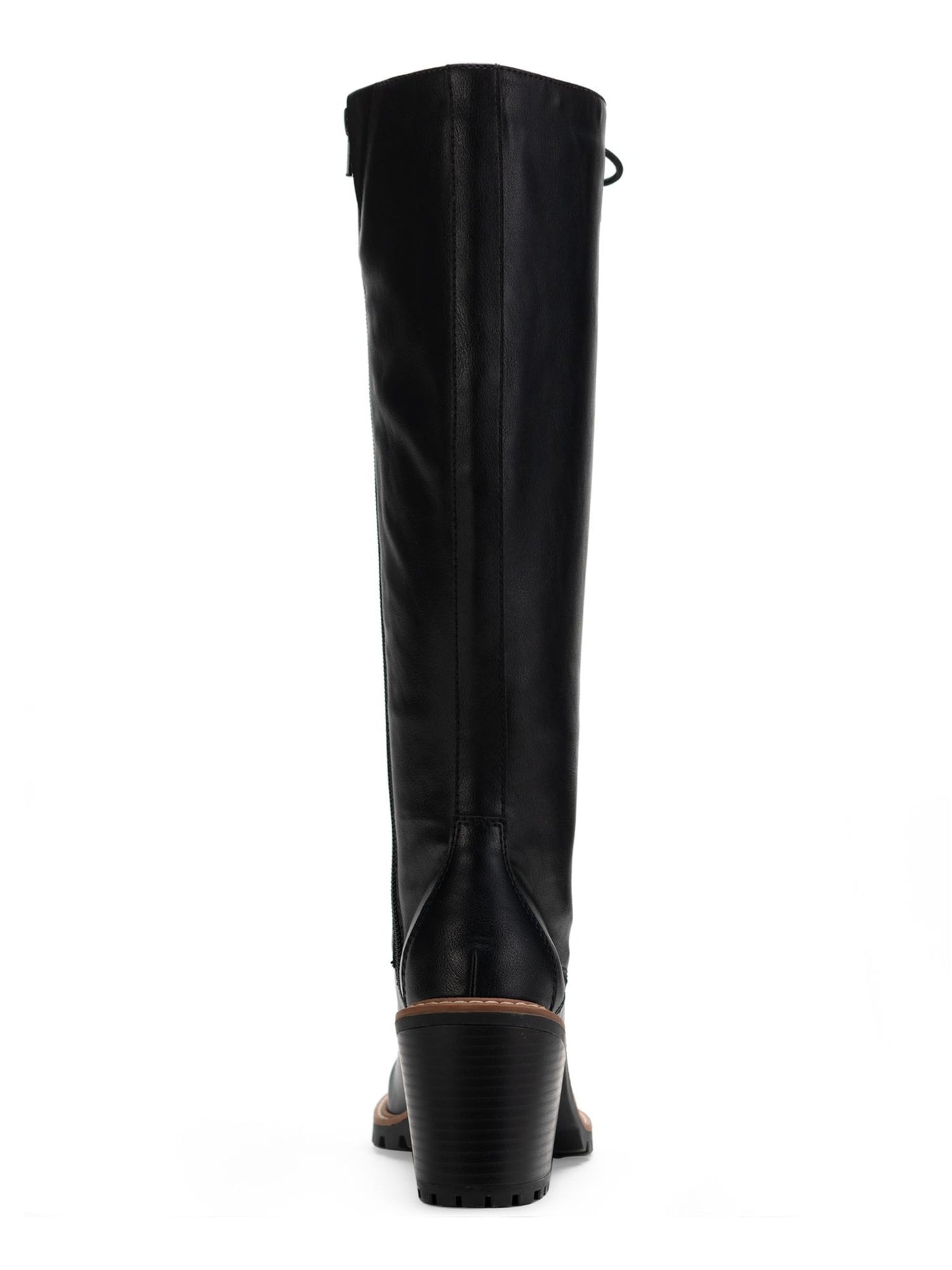 SUN STONE Womens Black Full Side Zip Round Toe Block Heel Lace-Up Heeled Boots 9.5