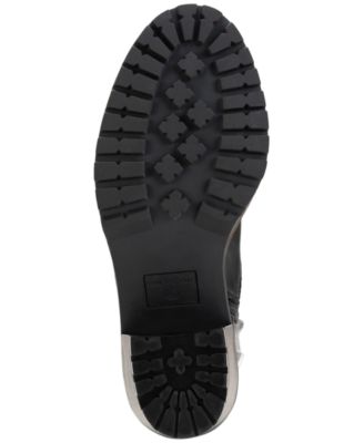 SUN STONE Womens Black Zipper Option Breathable Slip Resistant Eleanor Round Toe Block Heel Lace-Up Heeled Boots