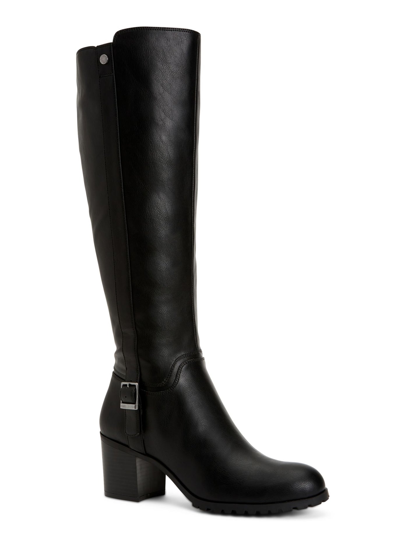 STYLE & COMPANY Womens Black Buckle Accent Round Toe Stacked Heel Zip-Up Dress Boots 7