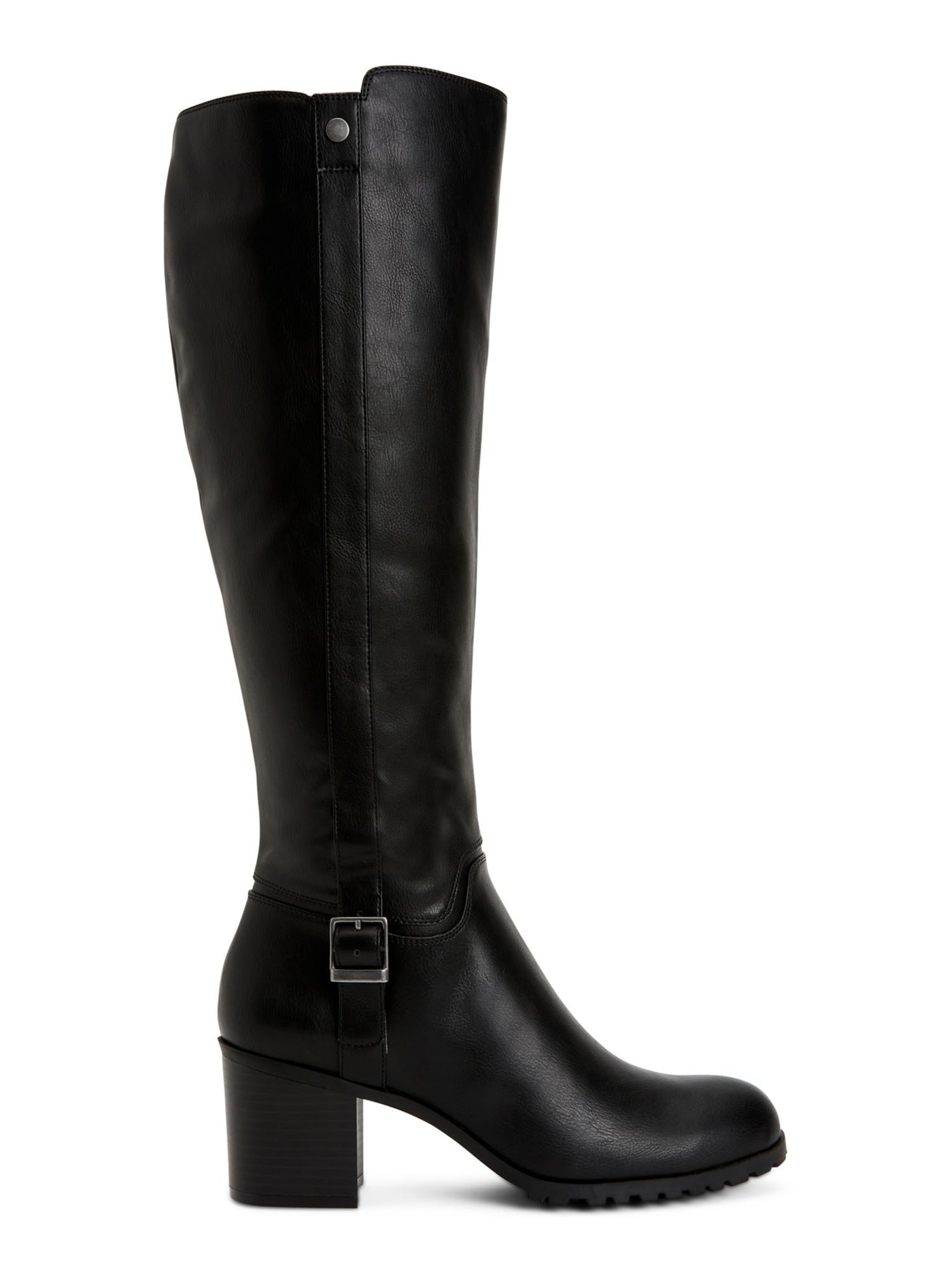STYLE & COMPANY Womens Black Buckle Accent Round Toe Stacked Heel Zip-Up Dress Boots 7