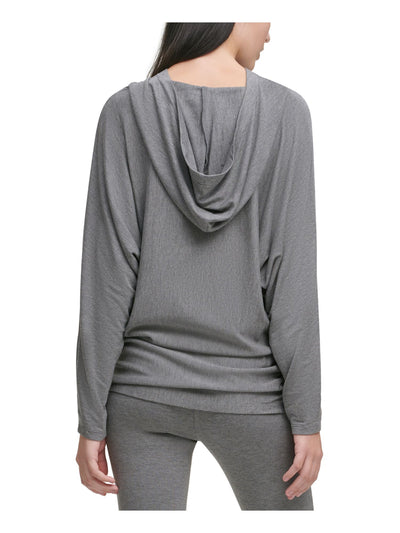 DKNY Womens Gray Draped Dolman Sleeve Hoodie Sweater XXS