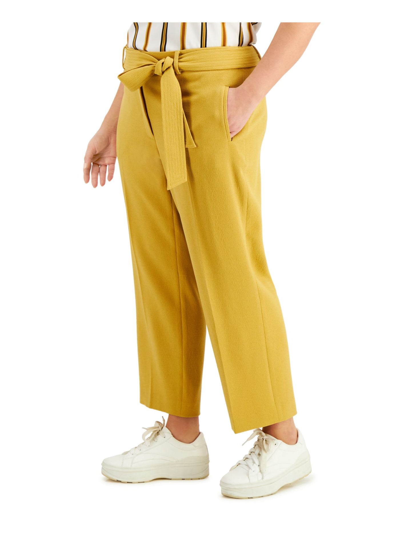 BAR III Womens Yellow Pocketed Zippered Wide Leg Pants Plus 22W