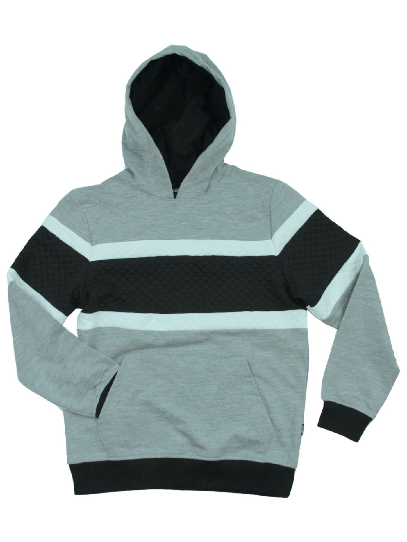 UNIVIBE Mens Gray Color Block Long Sleeve Classic Fit Hoodie XL