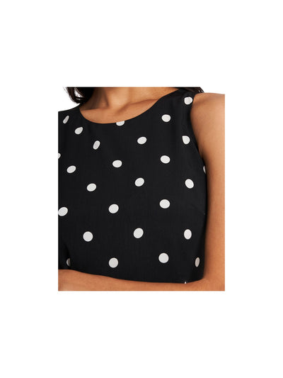 RILEY&RAE Womens Black Polka Dot Crew Neck Above The Knee Fit + Flare Dress 0