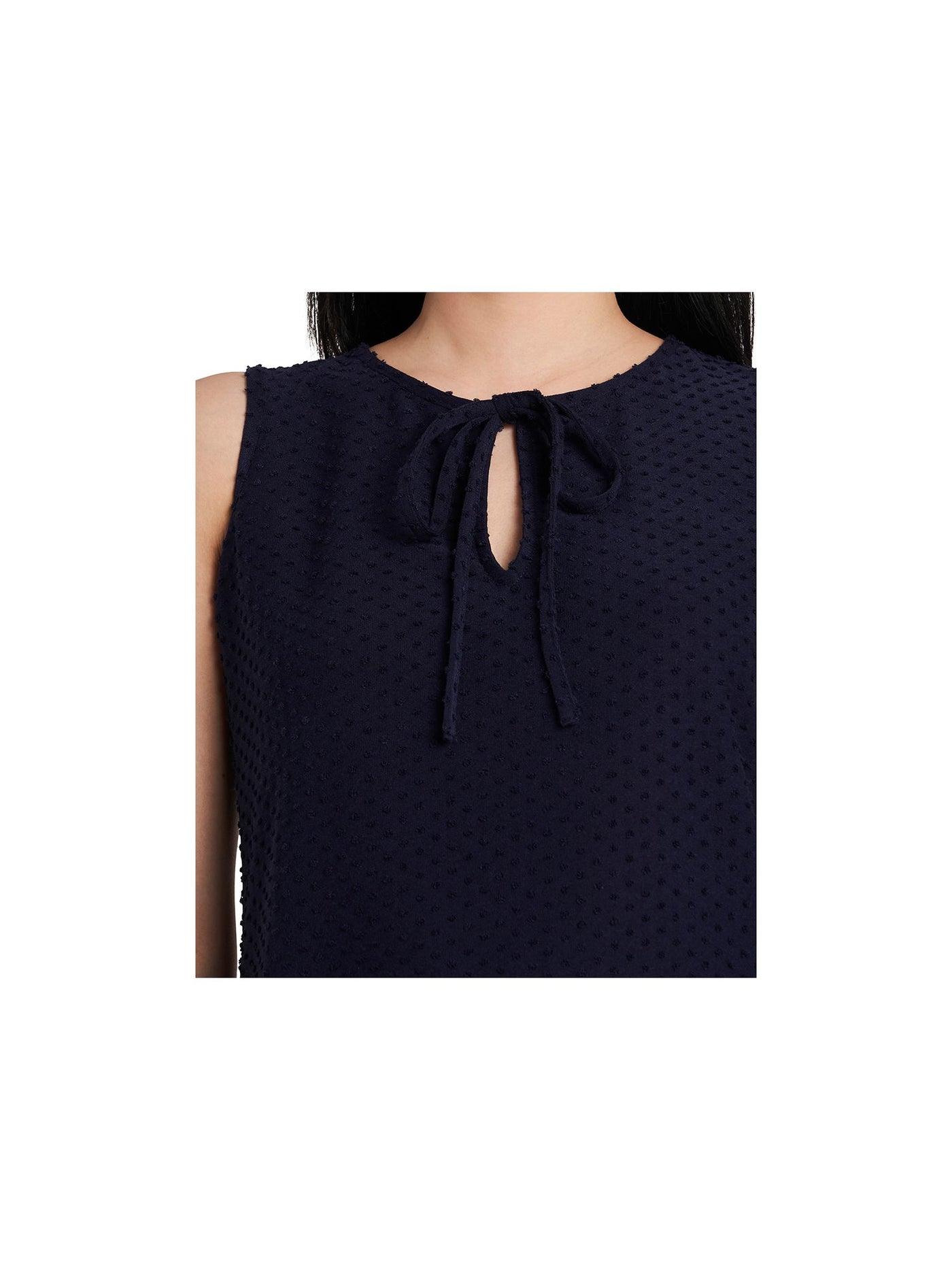 RILEY&RAE Womens Navy Textured Keyhole Neckline With Tie Detail Sleeveless Wear To Work Top XXL
