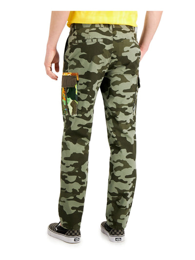 SUN STONE Mens Severin Green Camouflage Relaxed Fit Cargo Pants 31