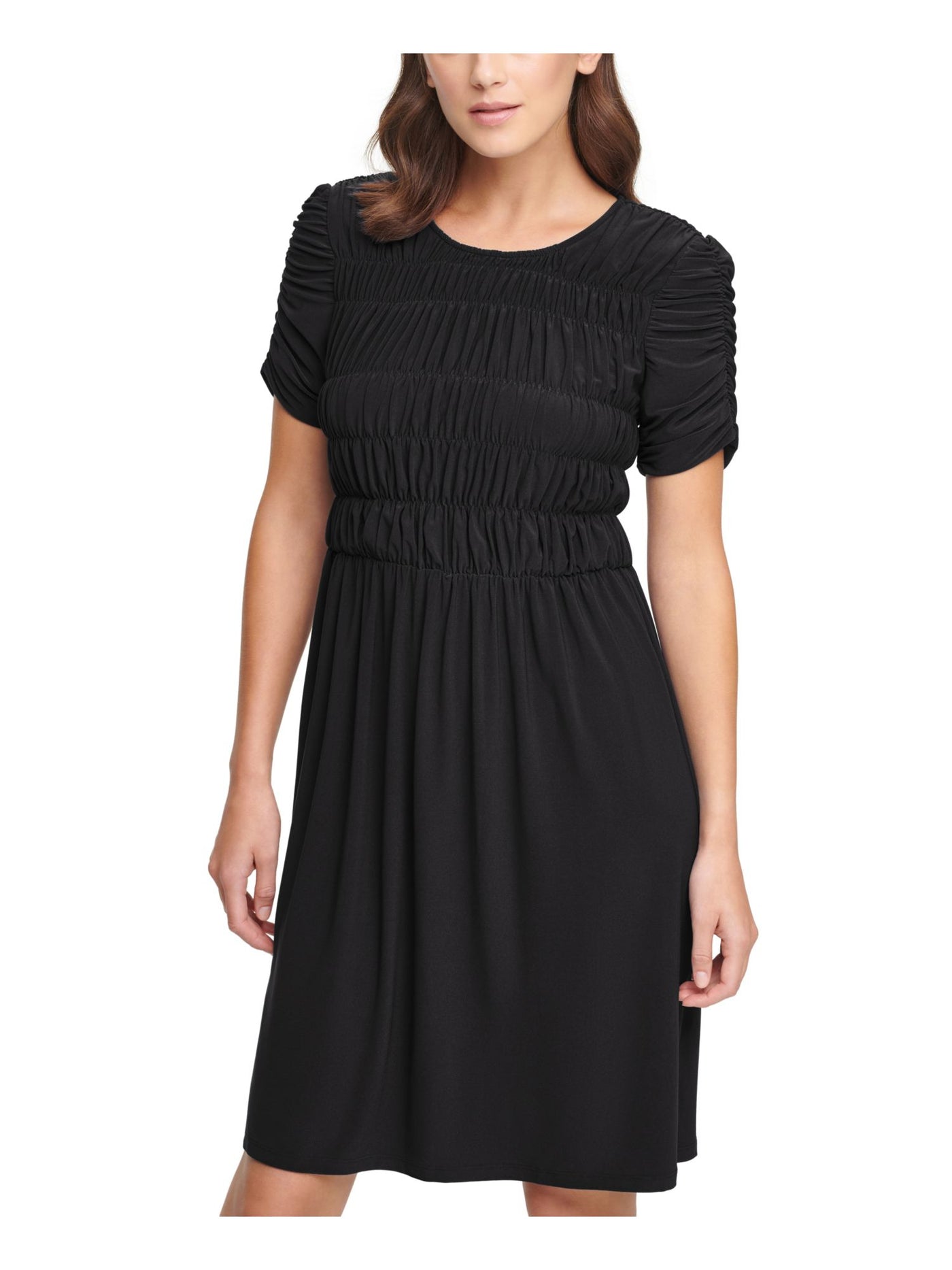 DKNY Womens Black Short Sleeve Above The Knee Fit + Flare Dress Size: XXS