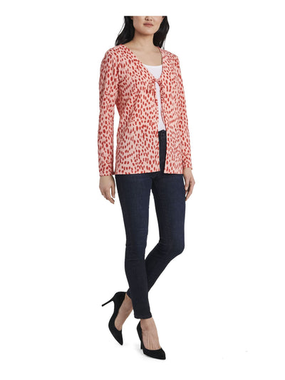 VINCE CAMUTO Womens Coral Tie Animal Print Open Cardigan Sweater Size: XXS