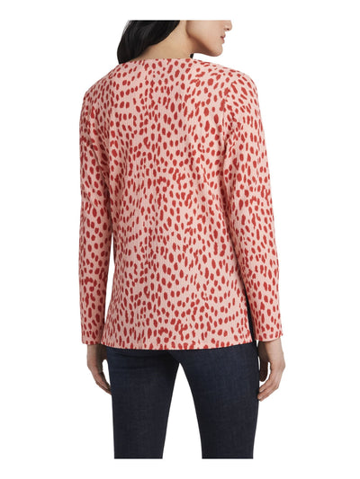 VINCE CAMUTO Womens Coral Tie Animal Print Open Cardigan Sweater Size: XXS