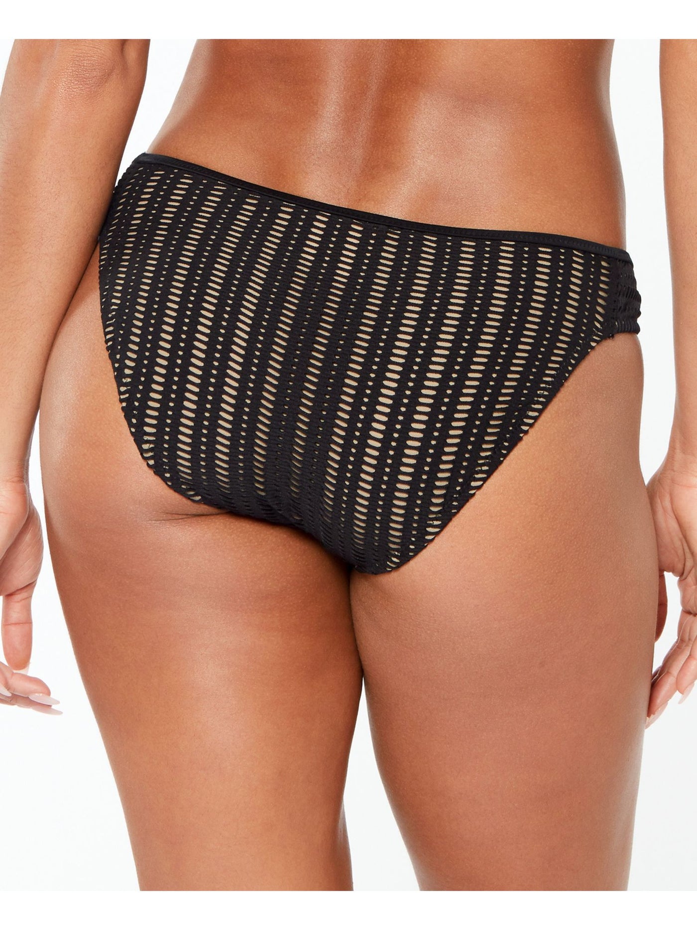 BAR III Women's Black Stretch Lined Full Coverage Crochet Hipster Swimsuit Bottom L