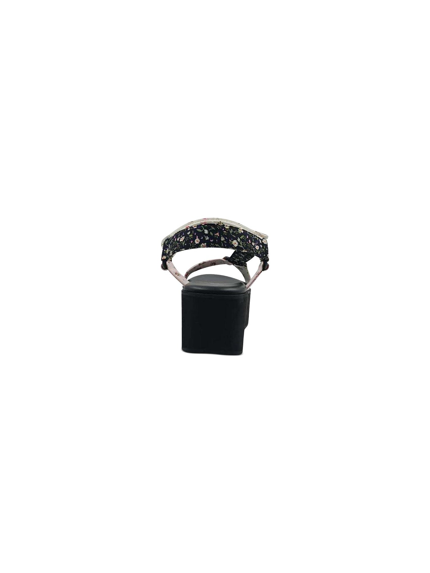 WILD PAIR Womens Black Floral Flatform Ring Hardware Asymmetrical Cushioned Adjustable Strap Sawwyer Round Toe Platform Slip On Slingback Sandal 7.5 M