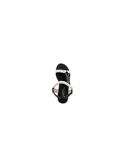 WILD PAIR Womens Black Floral Flatform Ring Hardware Asymmetrical Cushioned Adjustable Strap Sawwyer Round Toe Platform Slip On Slingback Sandal 7.5 M