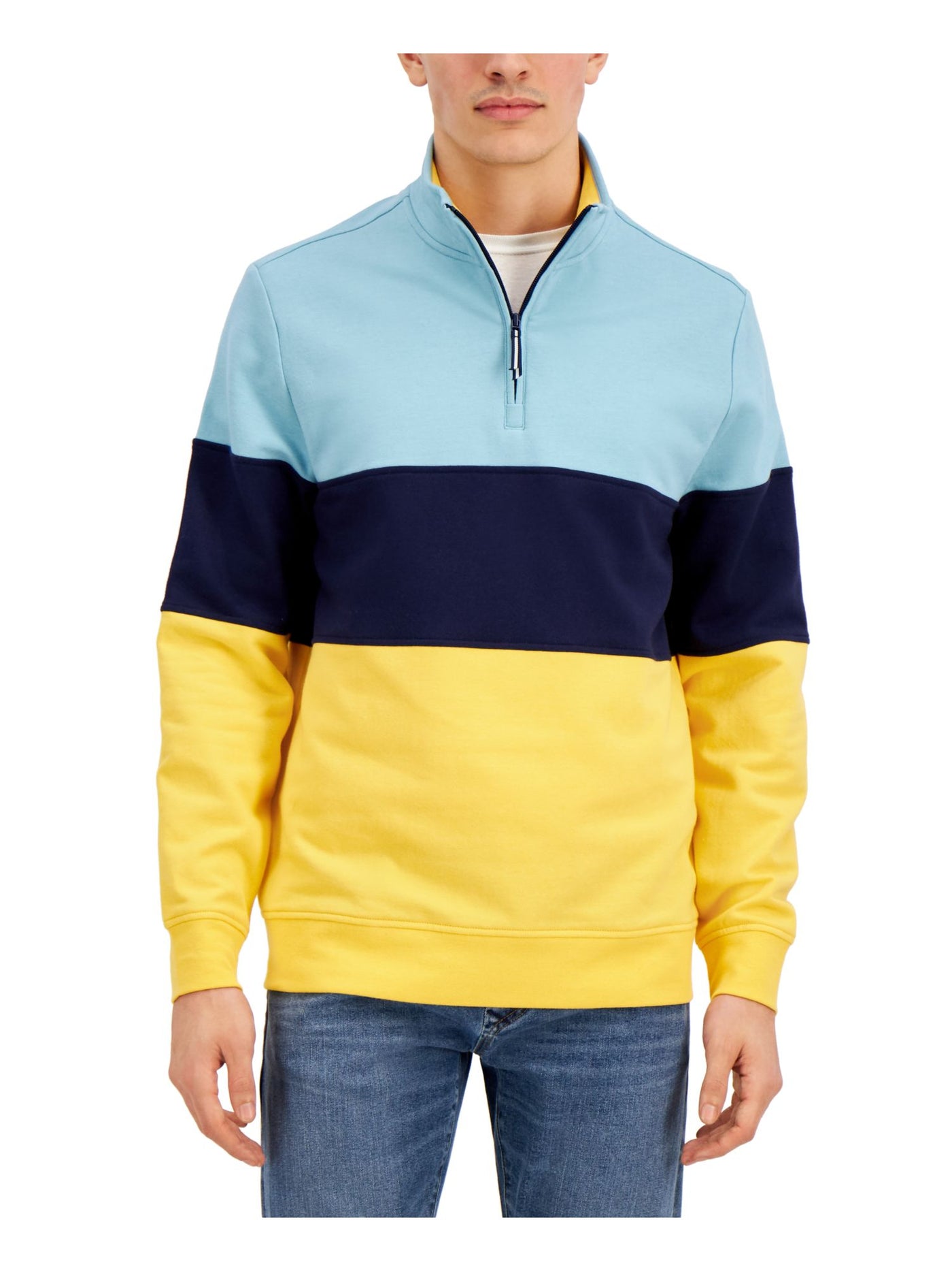 CLUBROOM Mens Yellow Color Block Athletic Fit Quarter-Zip Casual Shirt XXL