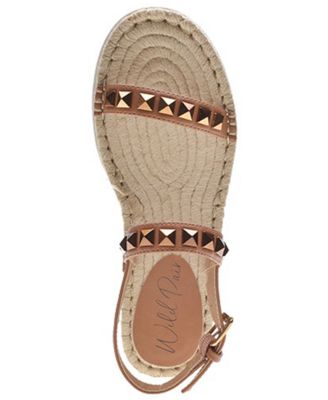 WILD PAIR Womens Brown 1" Platform Slingback Straps Adjustable Strap Slip Resistant Yelenah Round Toe Wedge Buckle Espadrille Shoes 9 M