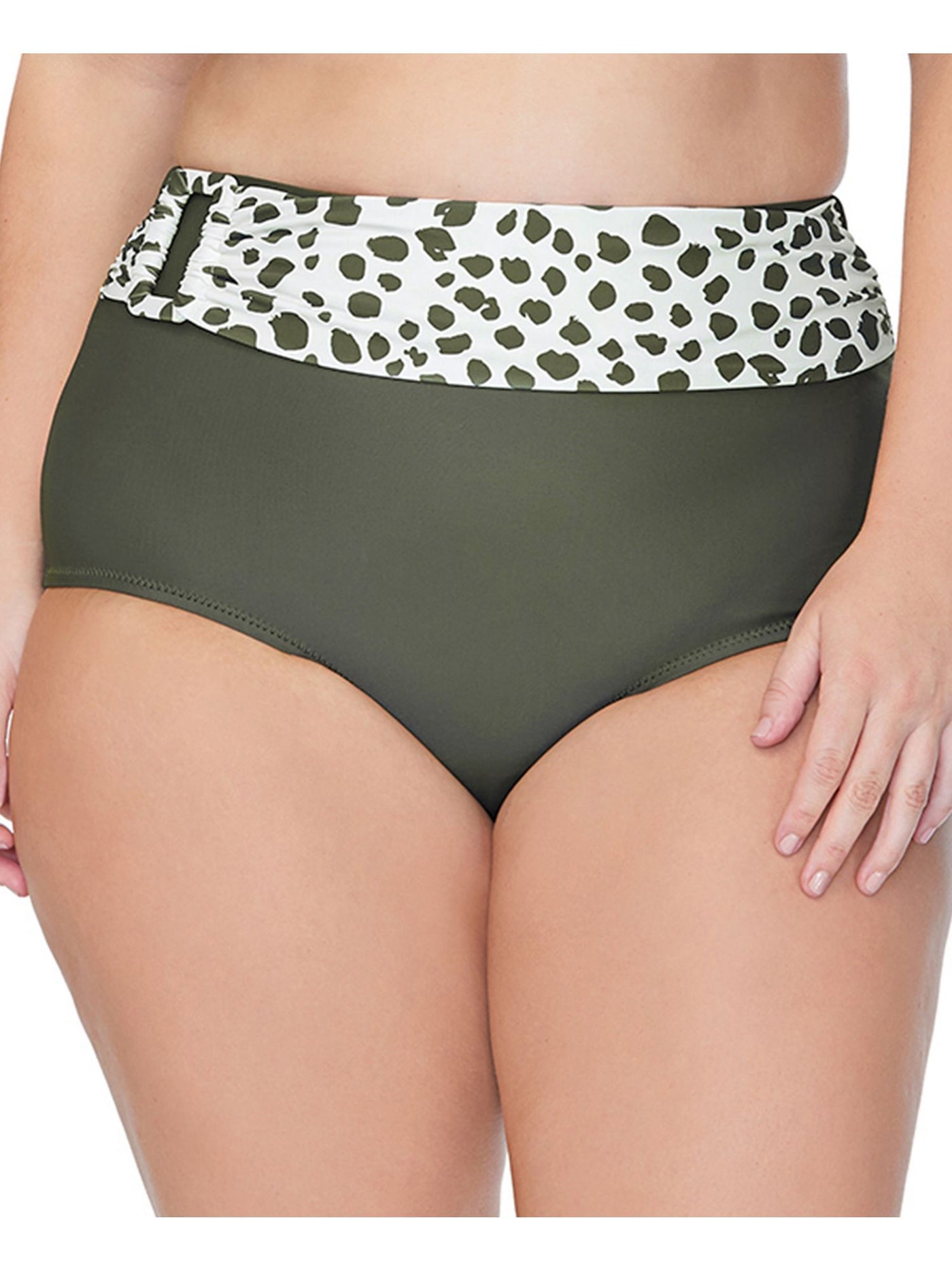 RAISINS CURVE Women's Green Stretch Lined Full Coverage Belted Mombasa Bikini Swimsuit Bottom 18W