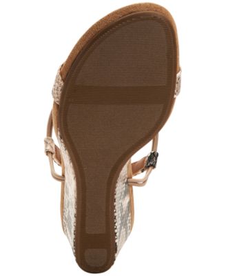 STYLE & COMPANY Womens Beige Ankle Strap Slip Resistant T-Strap Mulan Round Toe Wedge Slip On Slingback Sandal W