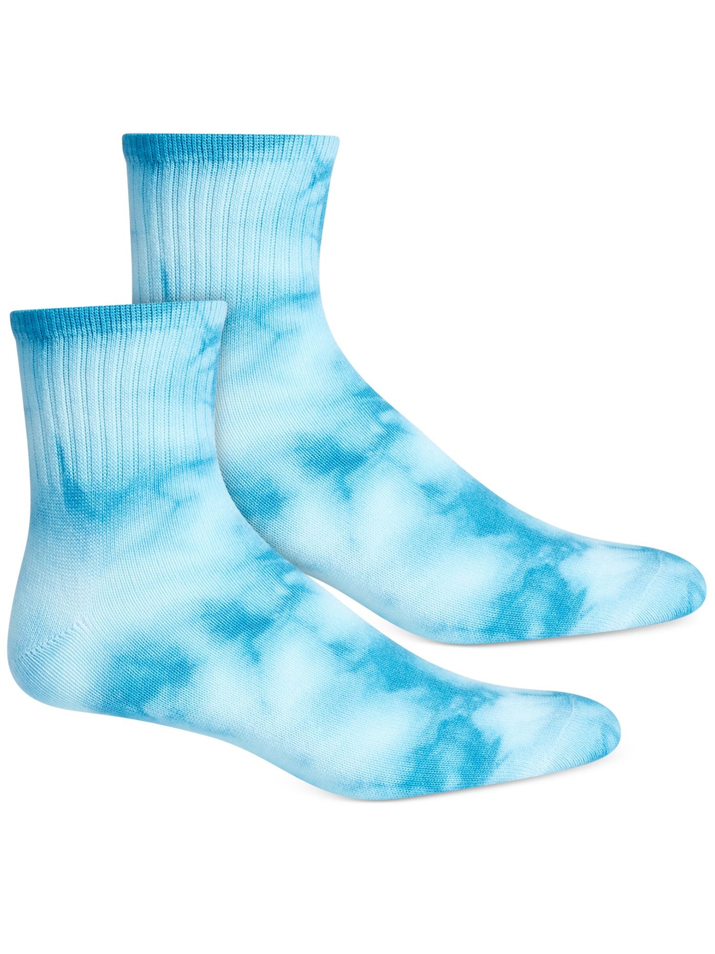 SUN STONE Mens Light Blue Tie Dye Logo Ribbed-Knit Cuff Casual Quarter Socks 10-13