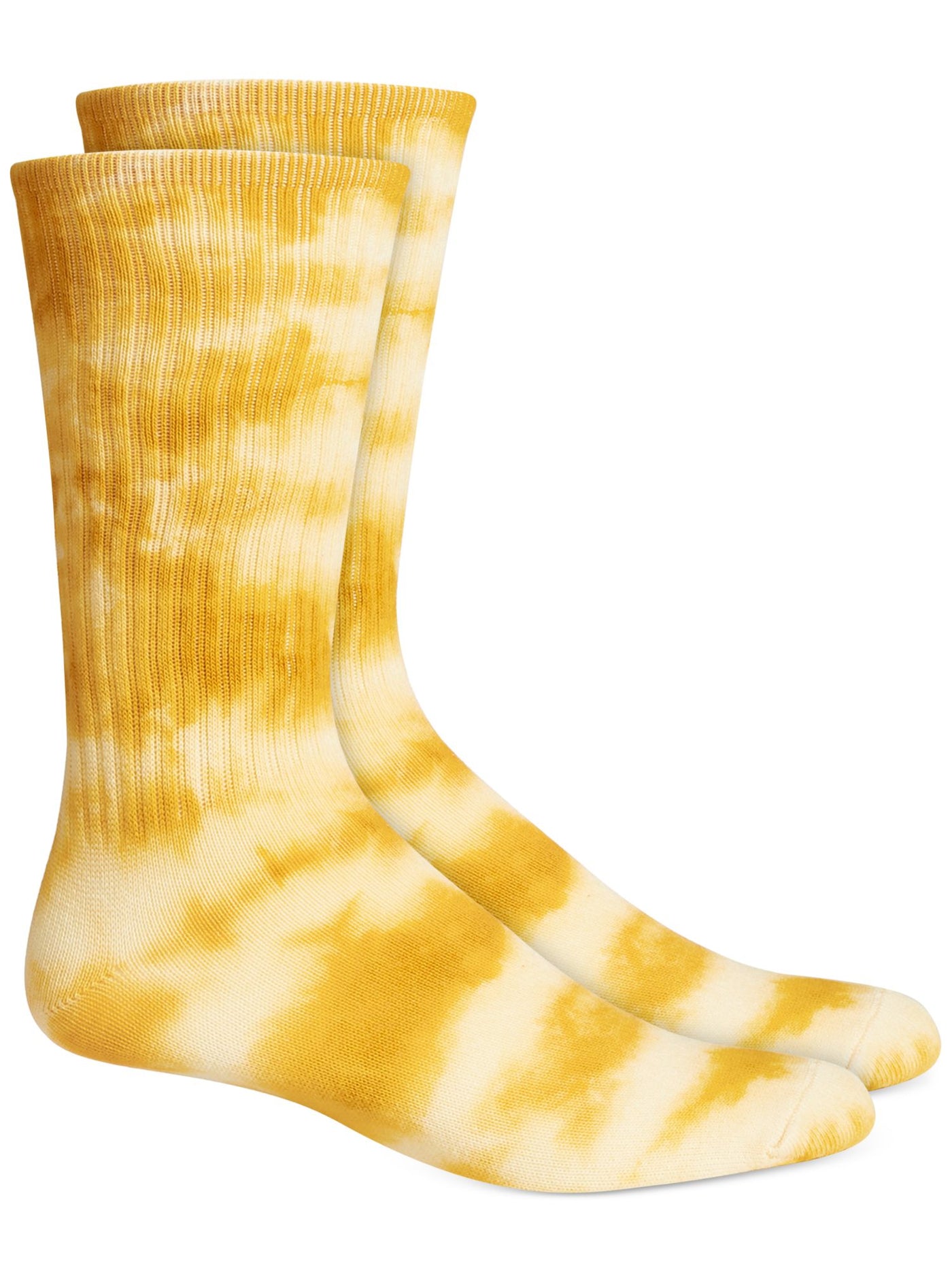 SUN STONE Mens Yellow Tie Dye Stretch Ribbed Casual Crew Socks 7-12
