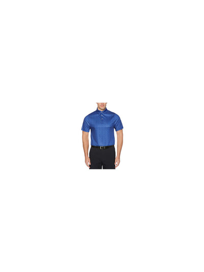 HYBRID APPAREL Mens Blue Patterned Athletic Fit Stretch Polo S