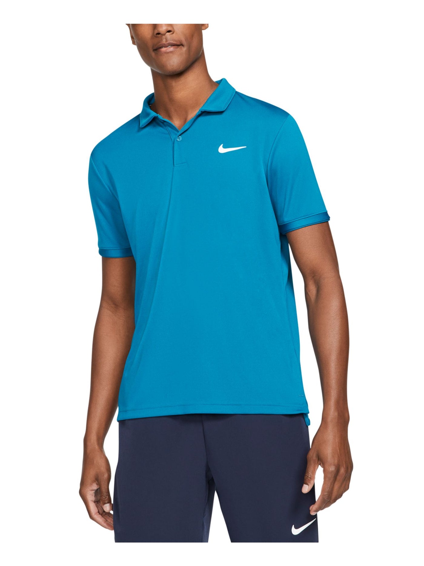 NIKE Mens Teal Logo Graphic Spread Collar Classic Fit Moisture Wicking Moisture Wicking Shirt S