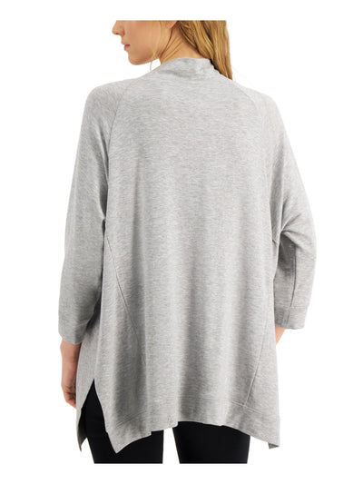 EILEEN FISHER Womens Gray Slitted Funnel Neck Heather 3/4 Sleeve Tunic Top M
