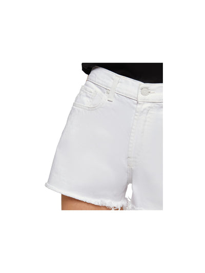 7 FOR ALL MANKIND Womens Ivory Denim Zippered Pocketed Cutoff High Waist Shorts 30