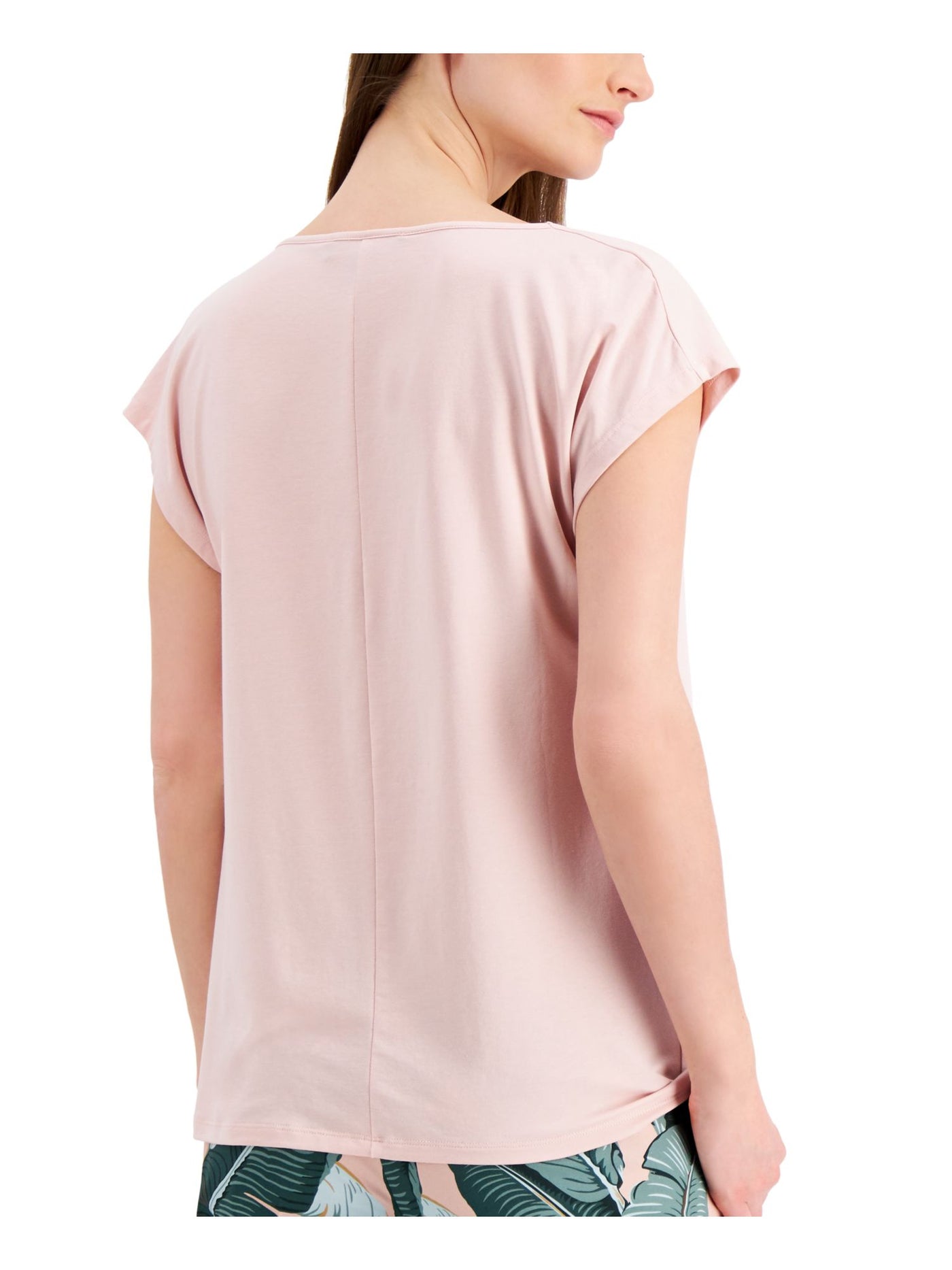 WEEKEND Womens Pink Stretch Cap Sleeve Cowl Neck T-Shirt M