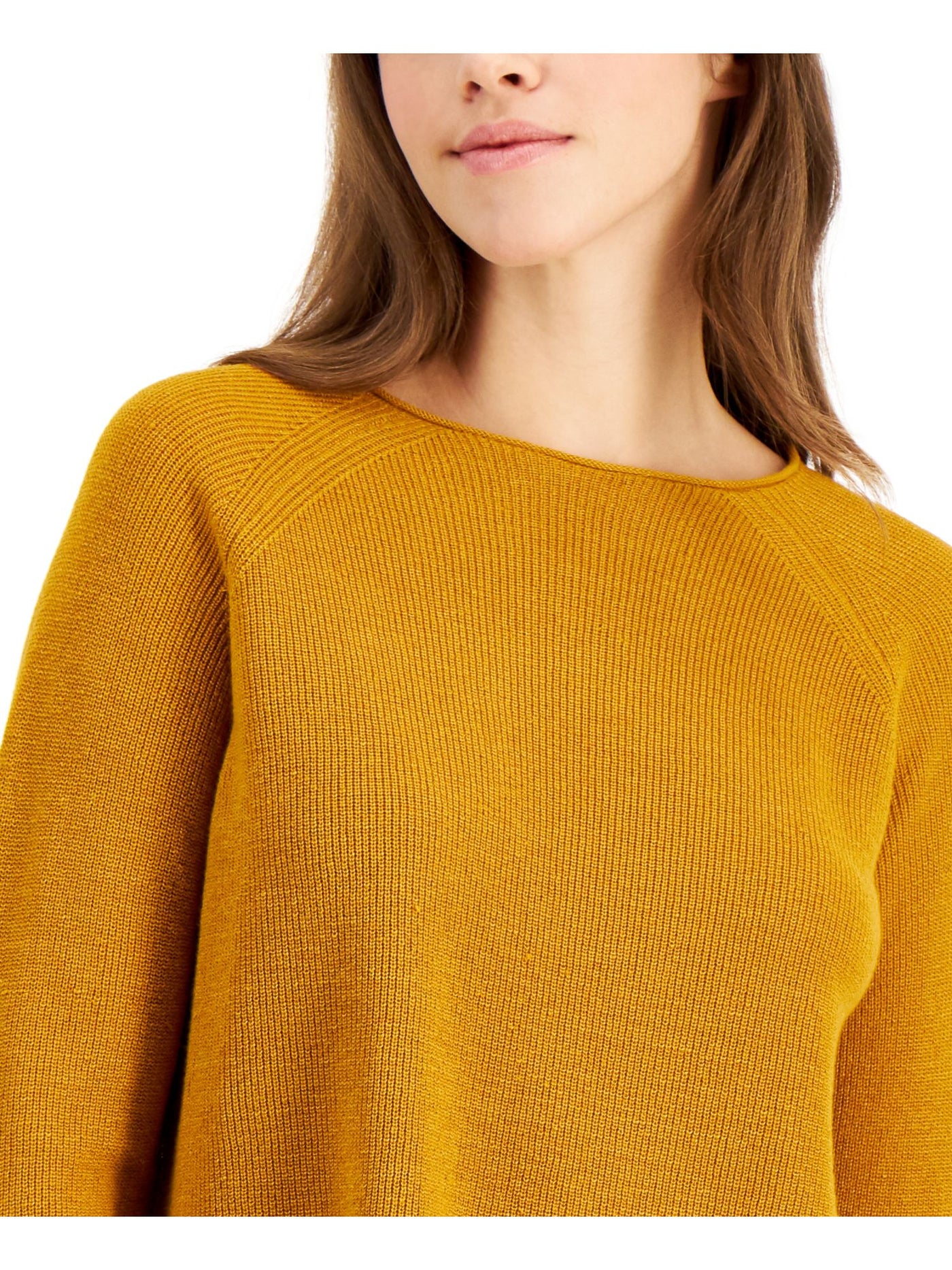 EILEEN FISHER Womens Gold Knit Round Neck Sweater XL