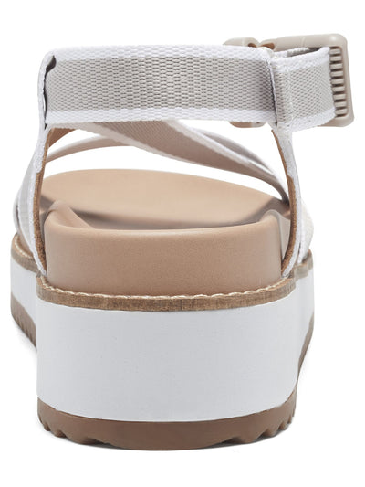 LUCKY BRAND Womens Gray Sporty Crisscross Ankle Strap 1" Platform Adjustable Strap Cushioned Imbae Round Toe Wedge Buckle Slingback Sandal 11 M