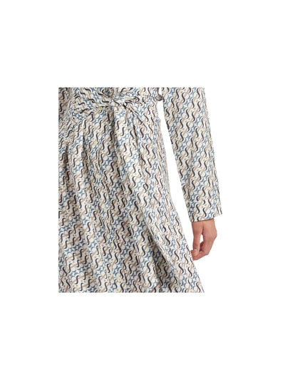 BARBOUR Womens Ivory Tie Highlands Printed Long Sleeve Below The Knee Shirt Dress 6