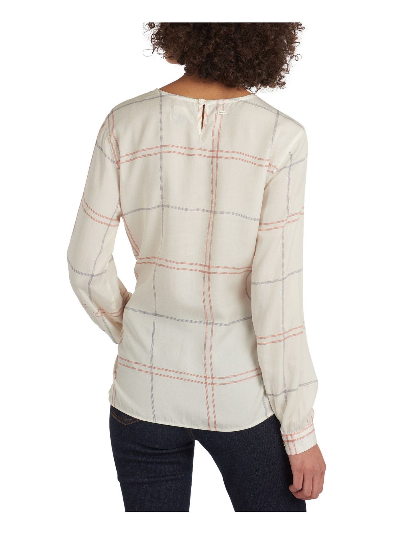 BARBOUR Womens Ivory Printed Crew Neck Wear To Work Top 12